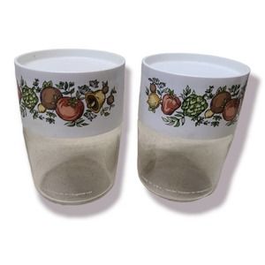 Vintage Pyrex Spice of Life Pair Small Jars Storage See N Store 70's